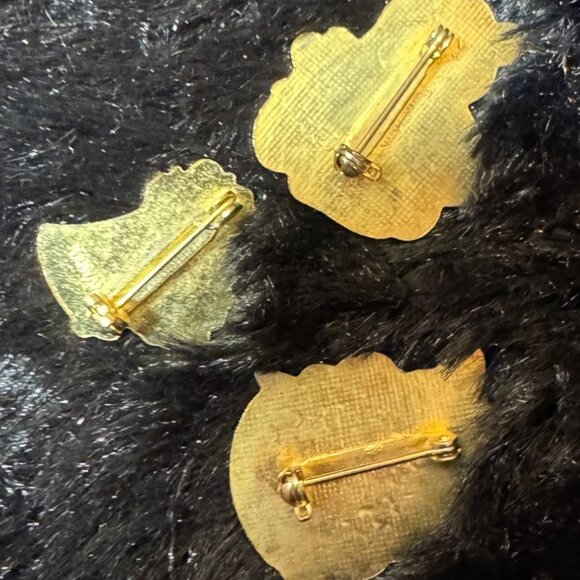 Vintage Christmas Holiday Enamel Lapel Pins Set Of 3 Collectible Festive - Picture 2 of 3